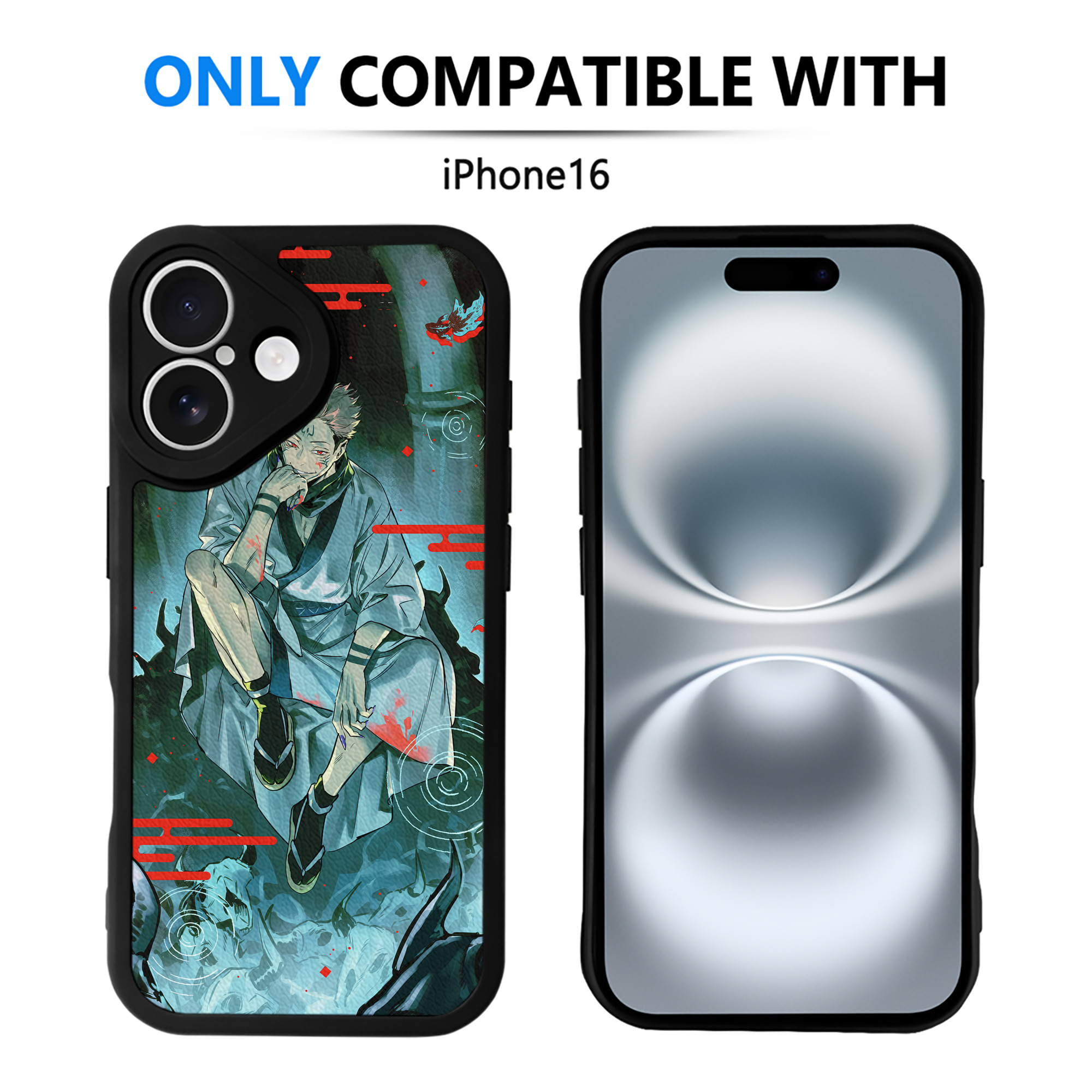 （画像用） 呪術廻戦 Jujutsu Kaisen 【iPhone 16シリーズ対応】シリコンスマホケース（レザー調） 材質：シリコン